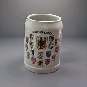 Vintage Deutschland Shield Crest Flag Beer Stein Mug Made In Germany